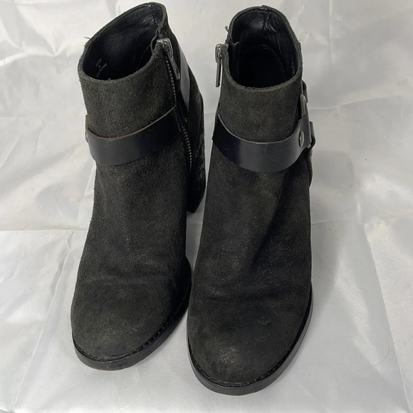 ASH Falcon Harness Moto Ankle Boots Black  Brushed Leather Chunky Heels 38 8 - Picture 5 of 15